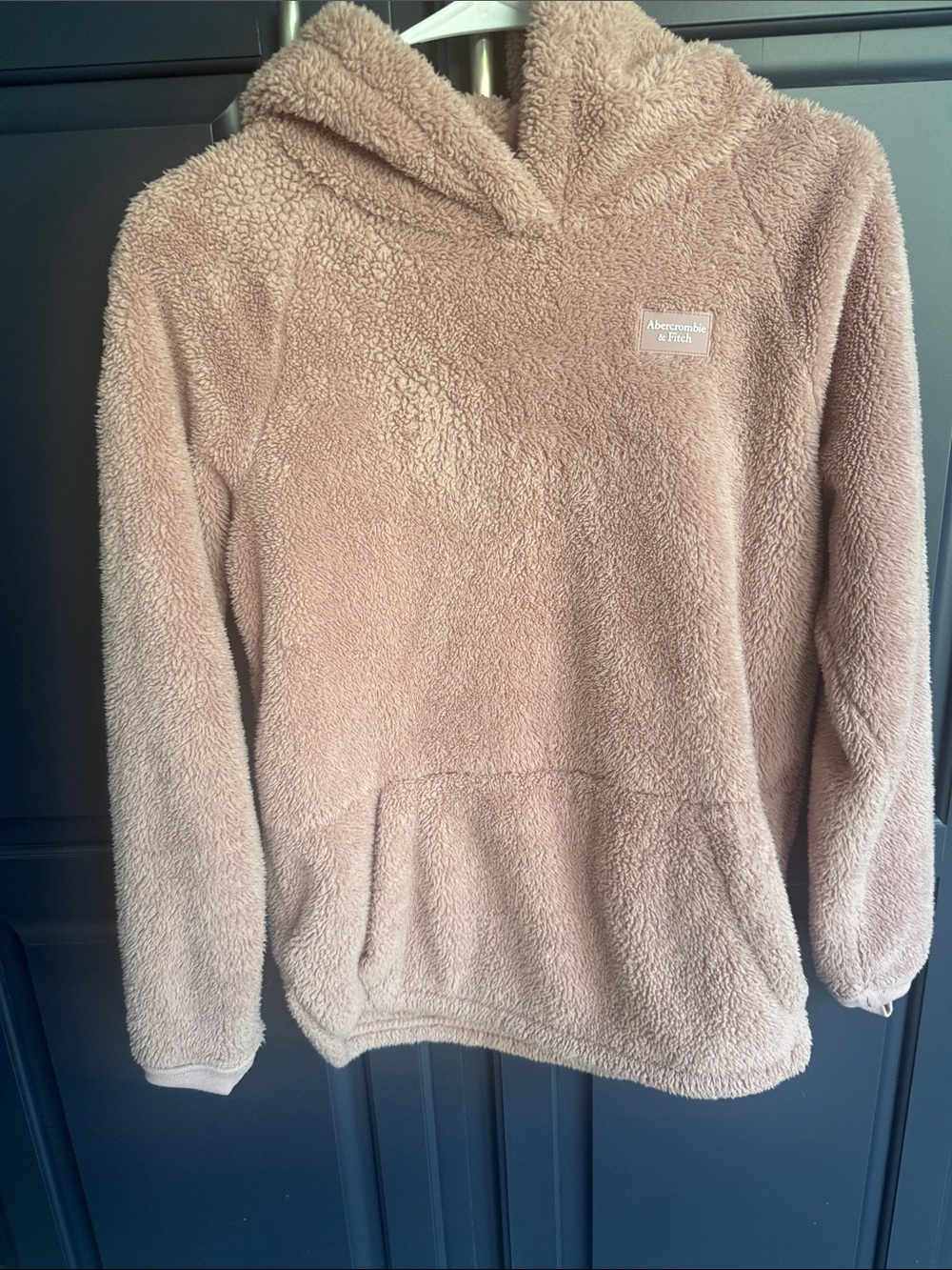 Abercrombie Kids Girls Rose Pink Sherpa Pullover Hoodie Plush Cozy Size 13/14